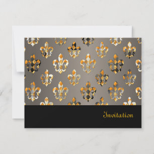 PixDezines Fleur de Lis/black + gold Invitation