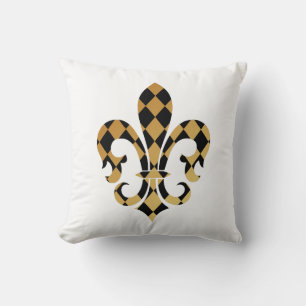 PixDezines fleur de lis/gold/black/DIYbackground Cushion