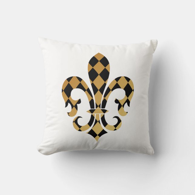 PixDezines fleur de lis/gold/black/DIYbackground Cushion (Front)