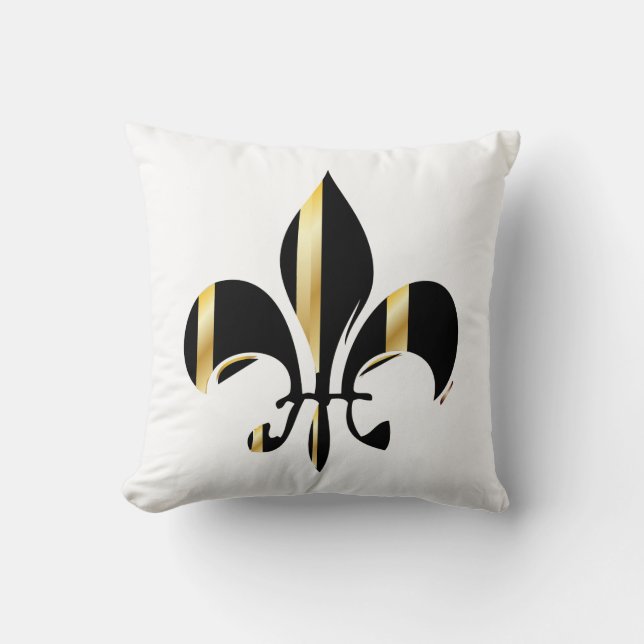 PixDezines fleur de lis/gold/black/DIYbackground Cushion (Front)