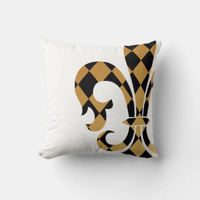 PixDezines fleur de lis/gold/black/DIYbackground Cushion (Front)