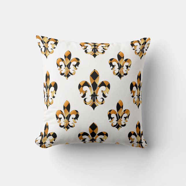 PixDezines fleur de lis/gold/black/DIYbackground Cushion (Front)