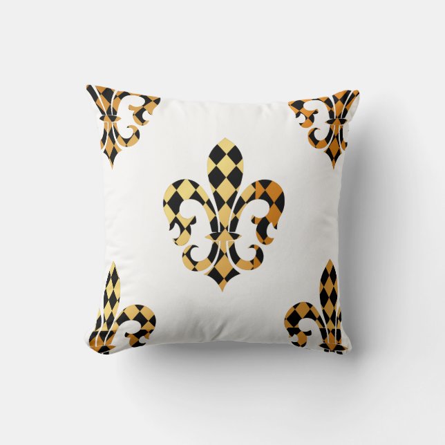 PixDezines fleur de lis/gold/black/DIYbackground Cushion (Front)