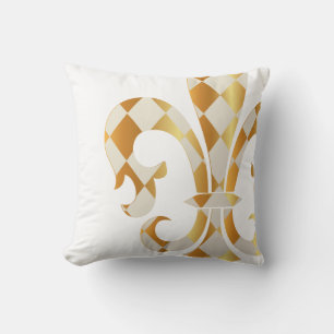 PixDezines fleur de lis/gold/white/DIYbackground Cushion