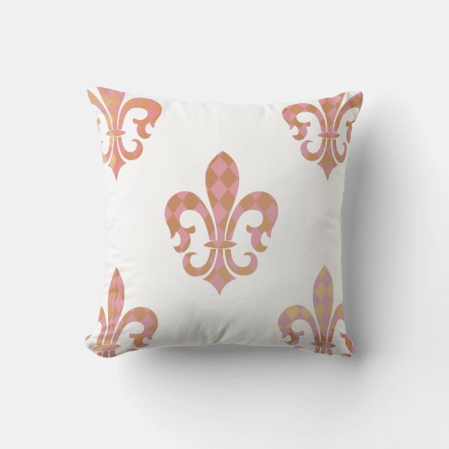 PixDezines fleur de lis/pink/gold/DIYbackground Cushion (Front)