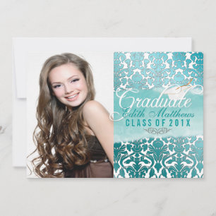 PixDezines flora damask/2014 graduation/photo Invitation