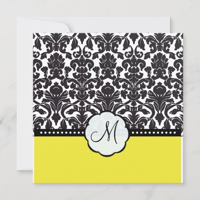 PixDezines flora damask/DIY colours/black+yellow Invitation (Front)