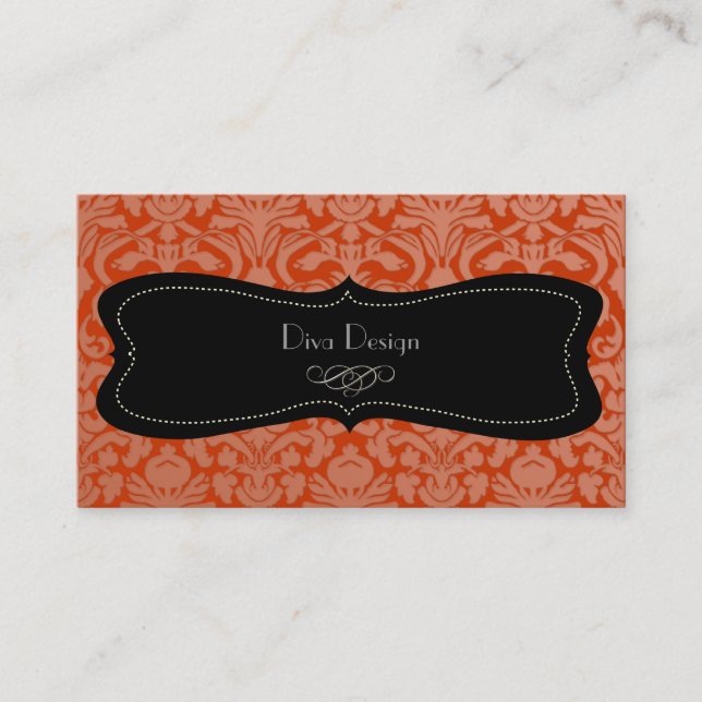 PixDezines flora damask/diy orange spice Business Card (Front)