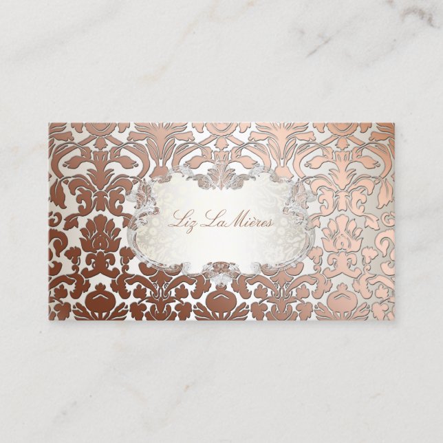 PixDezines flora damask/faux copper Business Card (Front)