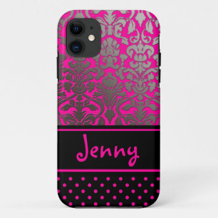 PixDezines Flora Damask/Pink+Black/DIY colour iPhone 11 Case