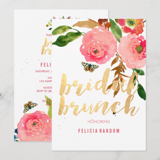 PixDezines Floral Bridal Brunch/DIY Background Invitation (Front/Back)