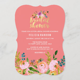 PixDezines floral bridal shower/DIY coral bckgrnd Invitation