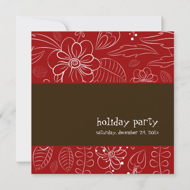PixDezines Floral+Ferns, DIY background/red Invitation (Front)