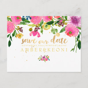 PixDezines floral/save the date/photo Announcement Postcard