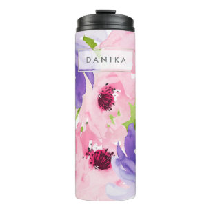 PixDezines Floral Watercolor/DIY background Thermal Tumbler