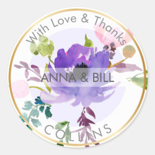 PixDezines Floral Watercolor/DIY Thank You Classic Round Sticker