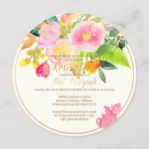 PixDezines Floral Watercolor/Peonies/Bat Mitzvah Invitation