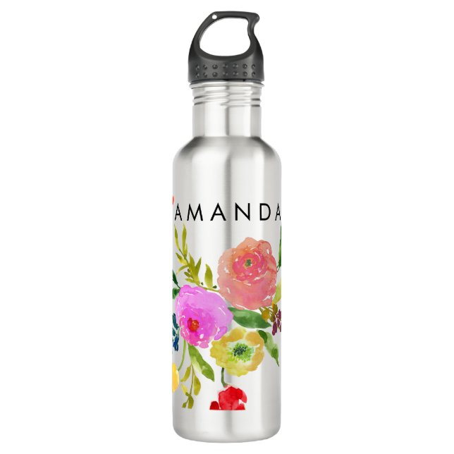 PixDezines Floral/Watercolor/Ranunculus 710 Ml Water Bottle (Front)