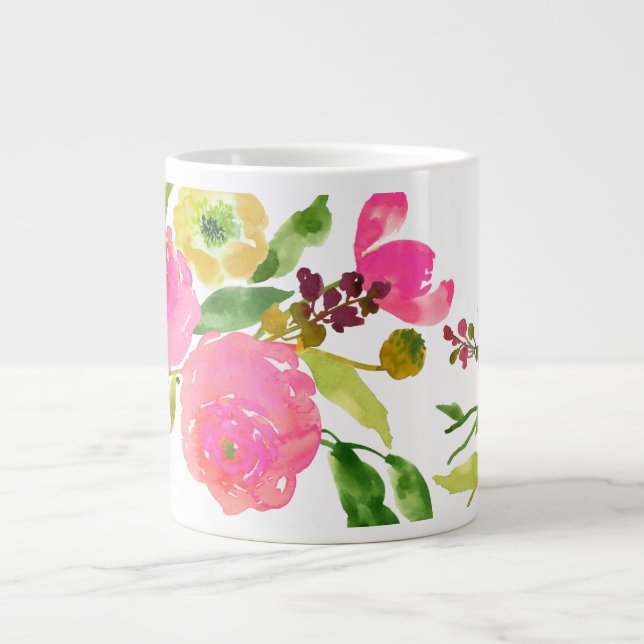 PixDezines floral/watercolor/ranunculus Large Coffee Mug (Front)
