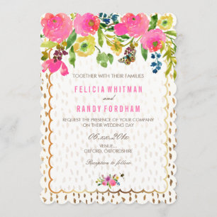 PixDezines floral watercolor/ranunculus/pink Invitation