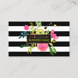 PixDezines floral watercolor/ranunculus/stripes Business Card