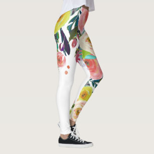 PixDezines Floral Watercolor/Spring Bouquet Leggings