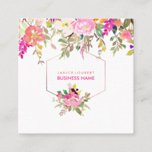 PixDezines Floral Watercolor/Spring Bouquet Square Business Card