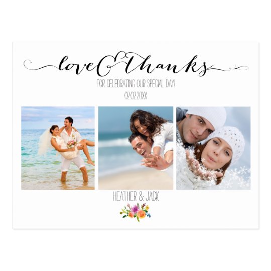 PixDezines Floral Wedding Thank You Postcard