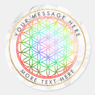 PixDezines FLOWER OF LIFE FAUX FOIL+MARBLE Classic Round Sticker