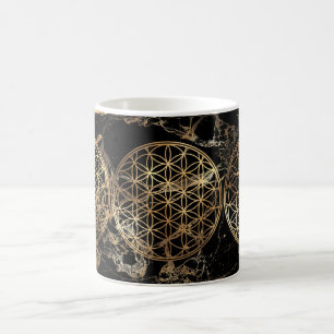 PixDezines FLOWER OF LIFE FAUX GOLD+MARBLE Coffee Mug