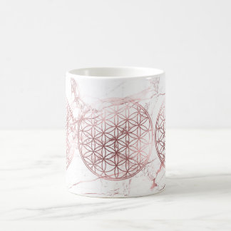PixDezines FLOWER OF LIFE FAUX ROSE GOLD+MARBLE Coffee Mug