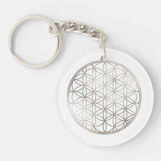 PixDezines Flower of Life / Faux Silver Key Ring