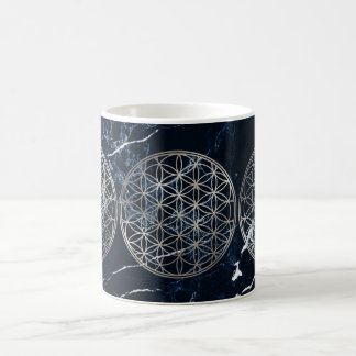 PixDezines FLOWER OF LIFE FAUX SILVER+MARBLE Coffee Mug