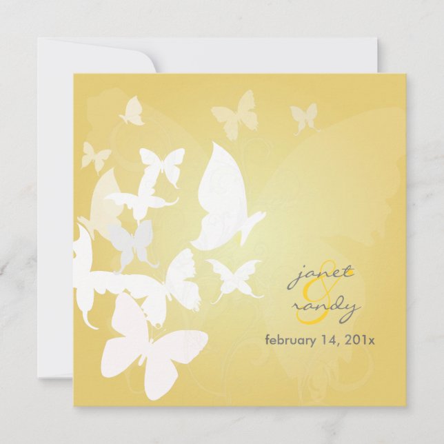 PixDezines Fluttering by... butterflies white/plum Invitation (Front)