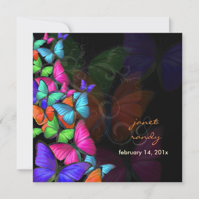 PixDezines Fluttering By/Neon colour/DIY backgroun Invitation (Front)