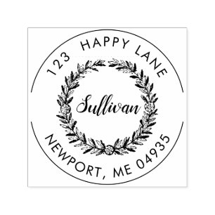 PixDezines Foliage+DIY Script Return Address Self-inking Stamp