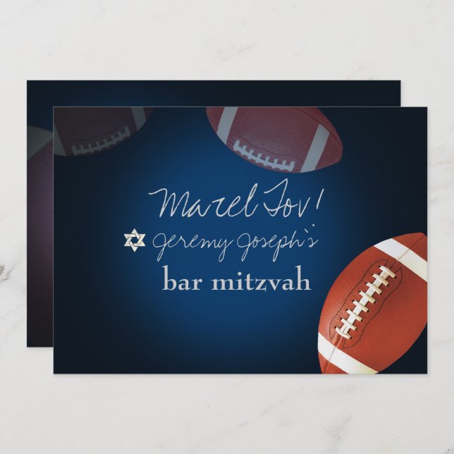 ✡ PixDezines FOOTBALL BAR MITZVAH/DIY COLOR Invitation (Front/Back)