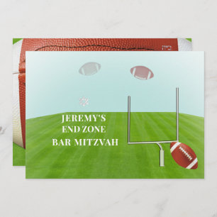 ✡ PixDezines FOOTBALL END ZONE BAR MITZVAH Invitation