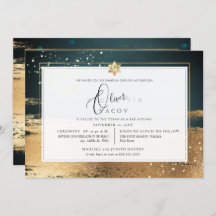 PixDezines FOREST GREEN GOLD BRUSHSTROKE Mitzvah