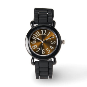PixDezines fun+funky brown radial/faux steel Watch