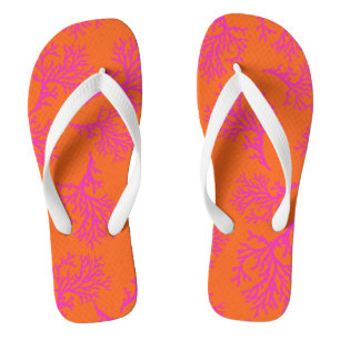 PixDezines fuschia corals/DIY colours Flip Flops