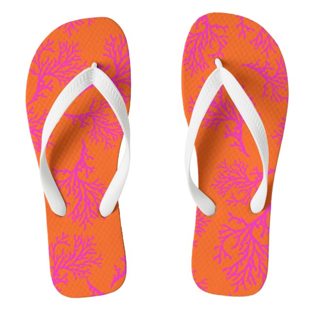 PixDezines fuschia corals/DIY colours Flip Flops (Footbed)
