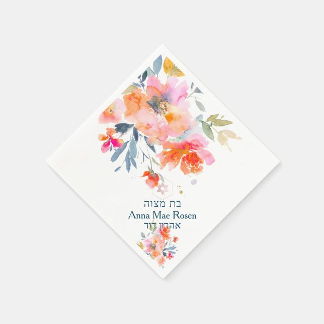 PixDezines Garden Roses, Orange Ombre Mitzvah Napkin (Corner)