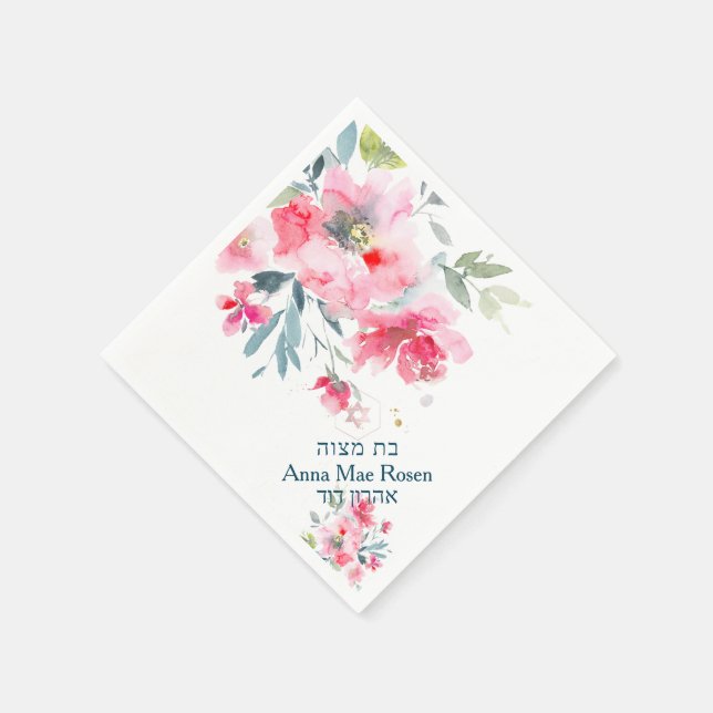 PixDezines Garden Roses, Red Ombre Mitzvah Napkin (Corner)