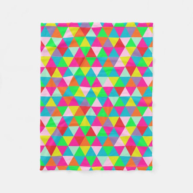 PixDezines geometric/neon colours/ Fleece Blanket (Front)