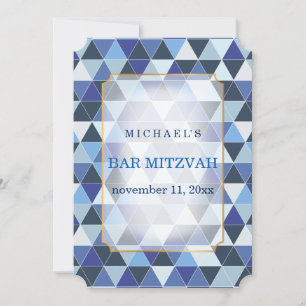 PixDezines geometric pattern mitzvah/blue Invitation