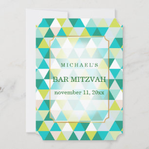 PixDezines geometric pattern mitzvah/teal green Invitation