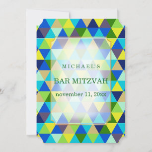 PixDezines geometric pattern mitzvah/teal green Invitation