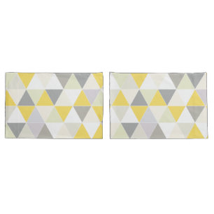 PixDezines geometric yellow+grey Pillowcase