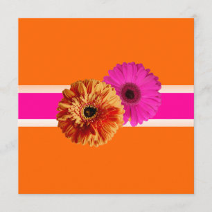 PixDezines Gerbera, orage+passion pink/diy colours Invitation